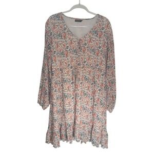 Mikarose Floral Pleated Midi Dress Women's M Floral Cottage Romantic Summer Bow